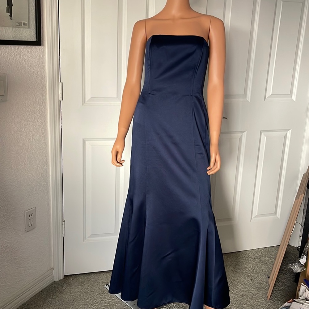 Bari Jay Strapless Navy Blue Dress